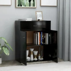 vidaXL - Dressoir - Zwart - Bewerkt hout
