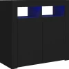 vidaXL - Dressoir - Zwart - Bewerkt hout - 80 x 35 x 75 cm