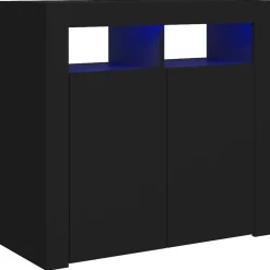 vidaXL - Dressoir - Zwart - Bewerkt hout - 80 x 35 x 75 cm