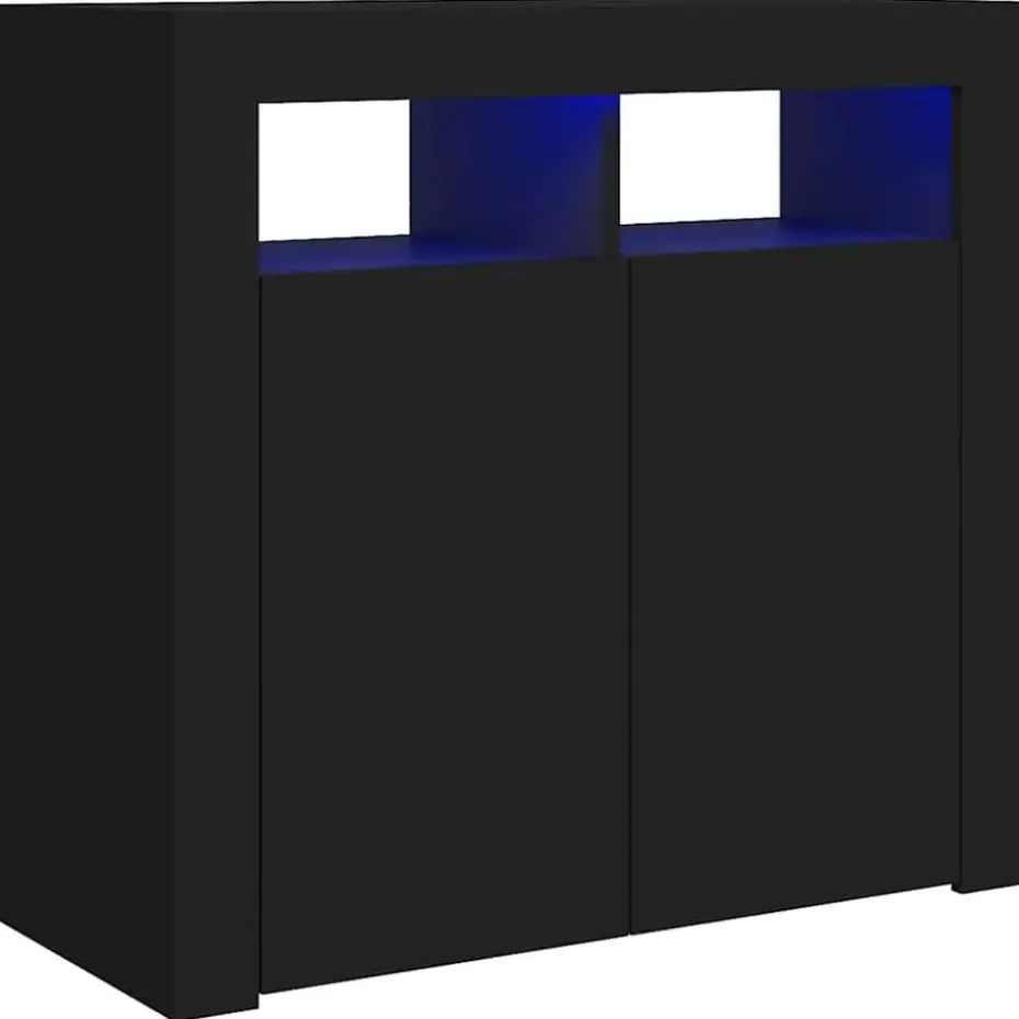 vidaXL - Dressoir - Zwart - Bewerkt hout - 80 x 35 x 75 cm