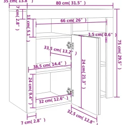 vidaXL - Dressoir - Zwart - Bewerkt hout - 80 x 35 x 75 cm