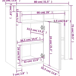 vidaXL - Dressoir - Zwart - Bewerkt hout - 80 x 35 x 75 cm