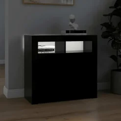 vidaXL - Dressoir - Zwart - Bewerkt hout - 80 x 35 x 75 cm