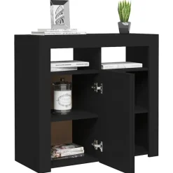 vidaXL - Dressoir - Zwart - Bewerkt hout - 80 x 35 x 75 cm