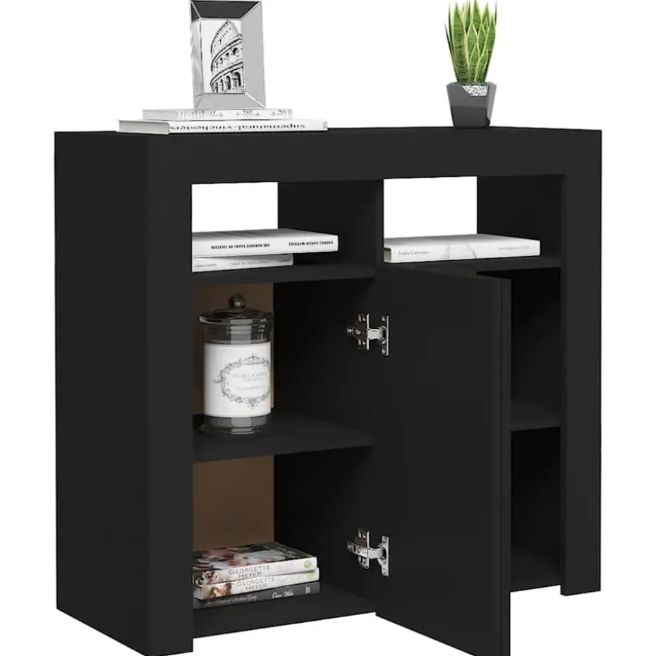 vidaXL - Dressoir - Zwart - Bewerkt hout - 80 x 35 x 75 cm