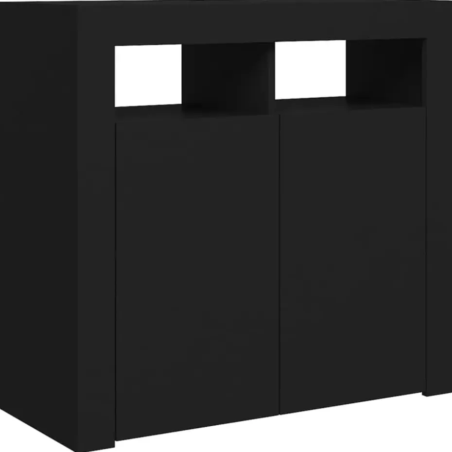 vidaXL - Dressoir - Zwart - Bewerkt hout - 80 x 35 x 75 cm