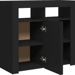 vidaXL - Dressoir - Zwart - Bewerkt hout - 80 x 35 x 75 cm