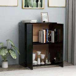 vidaXL - Dressoir - Zwart - Bewerkt hout
