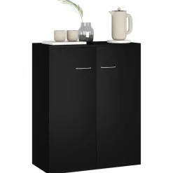 vidaXL - Dressoir - Zwart - Bewerkt hout