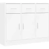 vidaXL - Dressoir met 3 deuren 3 lades - Wit - Bewerkt hout - 91x28x75 cm