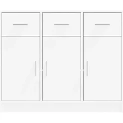 vidaXL - Dressoir met 3 deuren 3 lades - Wit - Bewerkt hout - 91x28x75 cm