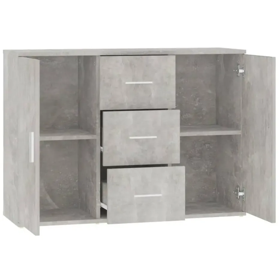 vidaXL - Dressoir met 2 deuren 3 lades - Betongrijs - Hout -91x29.5x65 cm