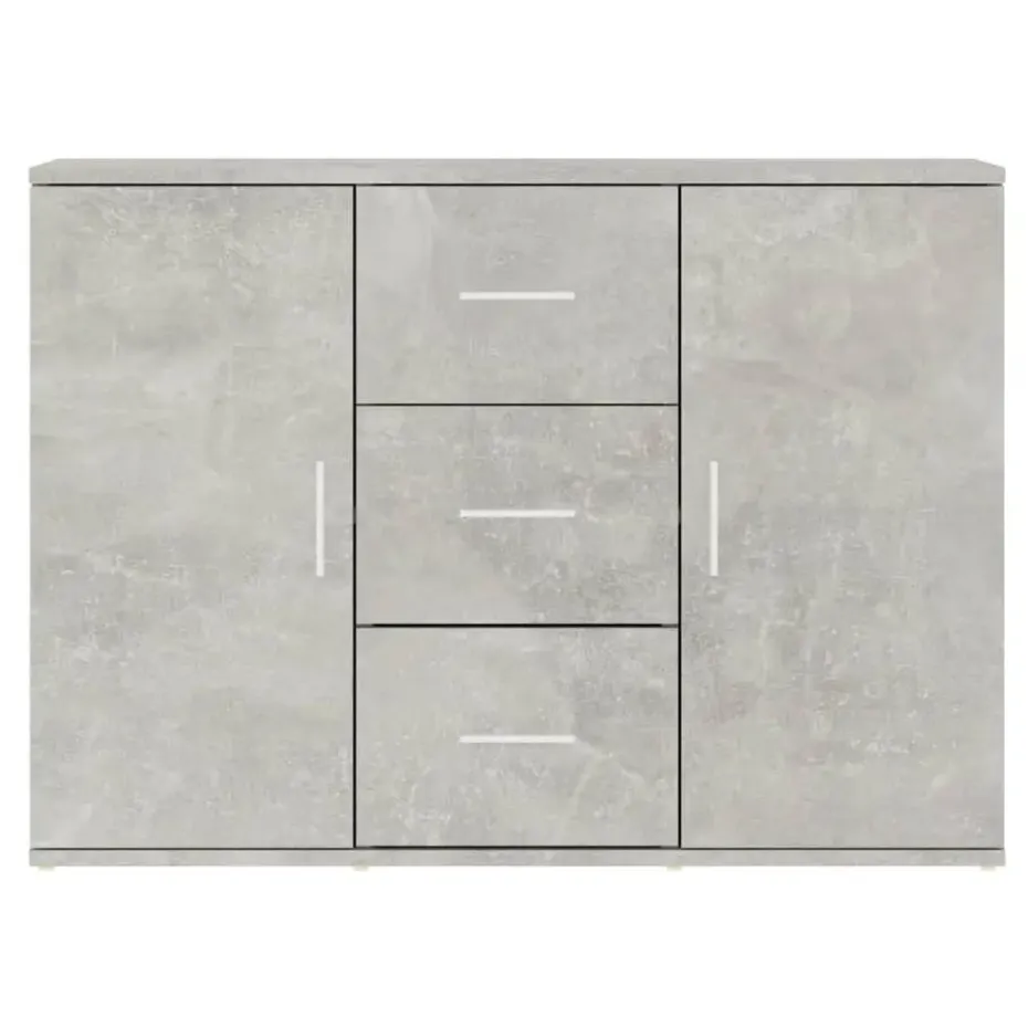 vidaXL - Dressoir met 2 deuren 3 lades - Betongrijs - Hout -91x29.5x65 cm