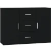 vidaXL - Dressoir met 2 deuren 3 lades - Zwart - Bewerkt hout -91x29.5x65 cm