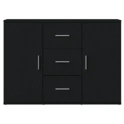 vidaXL - Dressoir met 2 deuren 3 lades - Zwart - Bewerkt hout -91x29.5x65 cm