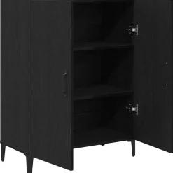 vidaXL - Dressoir met 2 deuren - Zwart eiken - Bewerkt hout - 69.5x34x90 cm