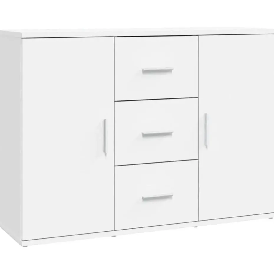 vidaXL - Dressoir met 2 deuren 3 lades - Wit - Bewerkt hout -91x29.5x65 cm