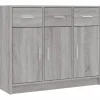vidaXL - Dressoir met 3 deuren 3 lades - Grijs sonoma eiken - Hout - 91x28x75 cm