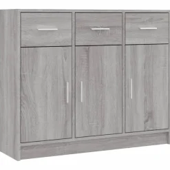 vidaXL - Dressoir met 3 deuren 3 lades - Grijs sonoma eiken - Hout - 91x28x75 cm