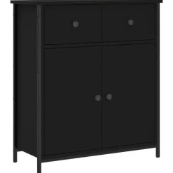 vidaXL - Dressoir met 2 deuren 2 lades - Zwart - Hout en staal -70x30x80 cm
