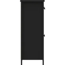 vidaXL - Dressoir met 2 deuren 2 lades - Zwart - Hout en staal -70x30x80 cm