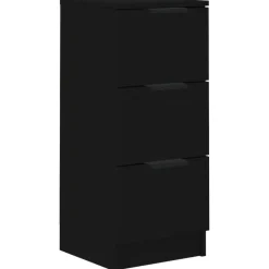 vidaXL - Dressoir met 3 lades - Zwart - Bewerkt hout - 30x30x70 cm
