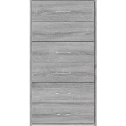vidaXL - Dressoir met 6 lades - Grijs sonoma eiken - Bewerkt hout - 50x34x96 cm