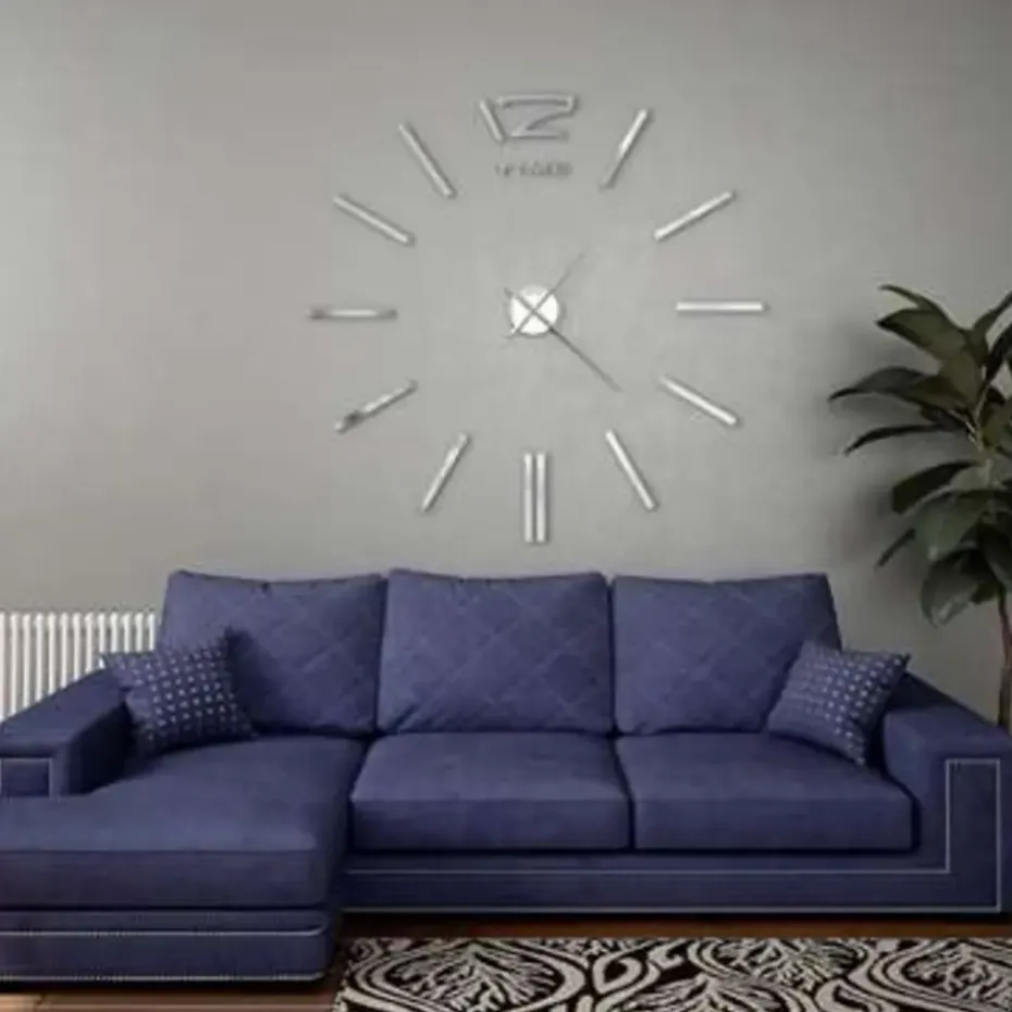 vidaXL - 3d-wandklok - Zilver - Acryl