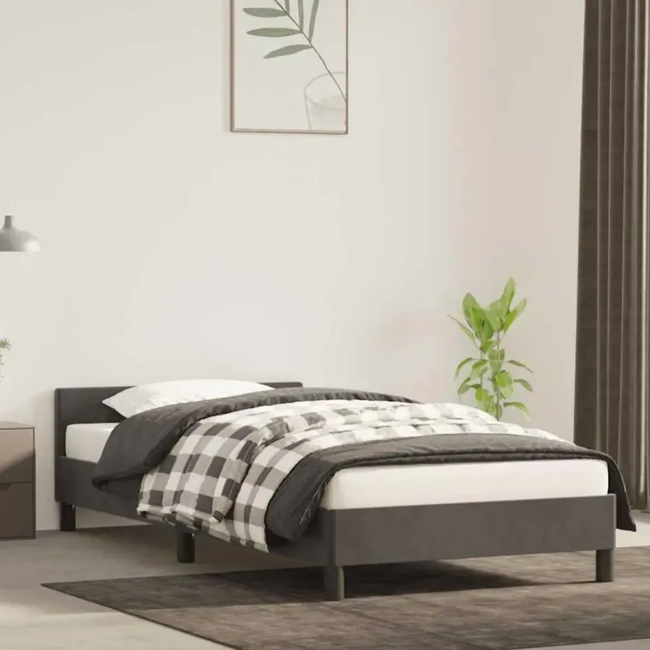 vidaXL - Eenpersoonsbed frame - Donkergrijs - Fluweel - 80x200 cm