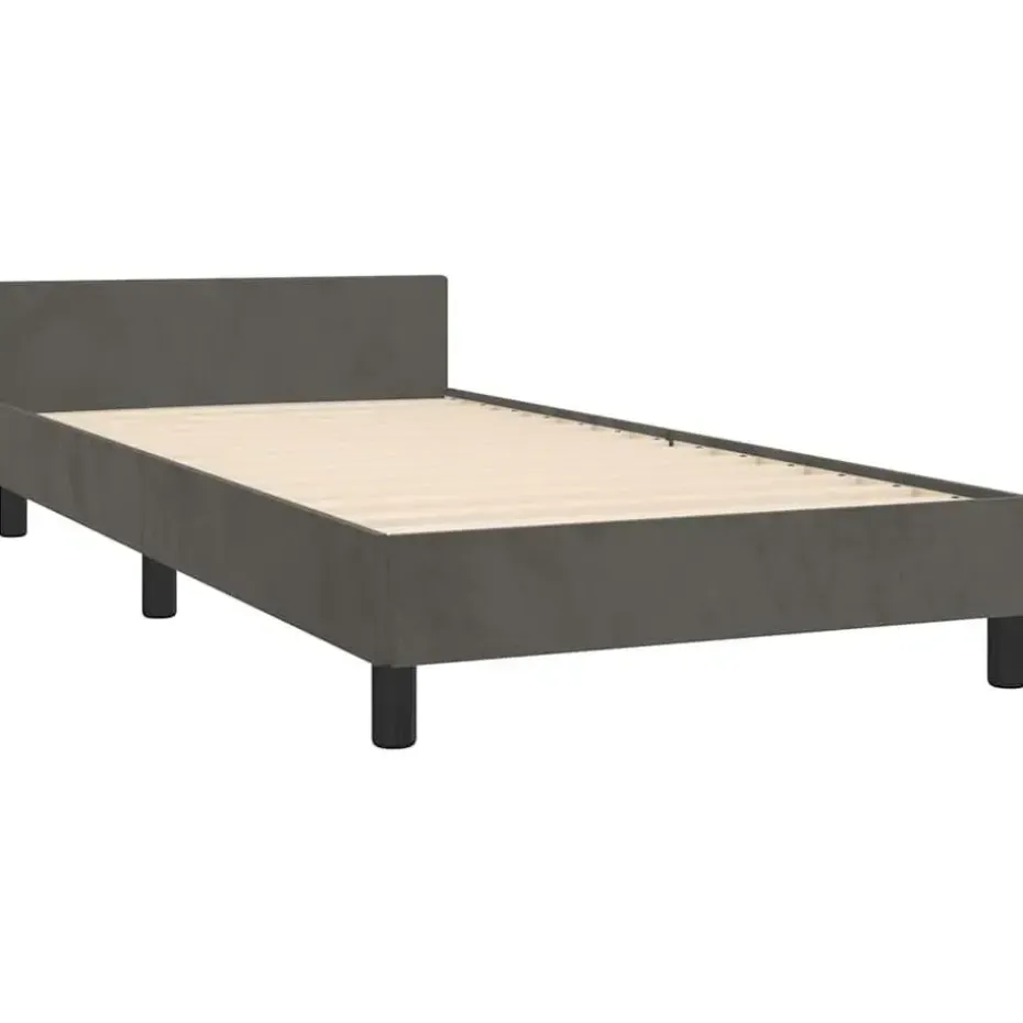 vidaXL - Eenpersoonsbed frame - Donkergrijs - Fluweel - 80x200 cm