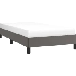vidaXL - Eenpersoonsbed frame met lattenbodem - Grijs - Kunstleer - 80x200 cm
