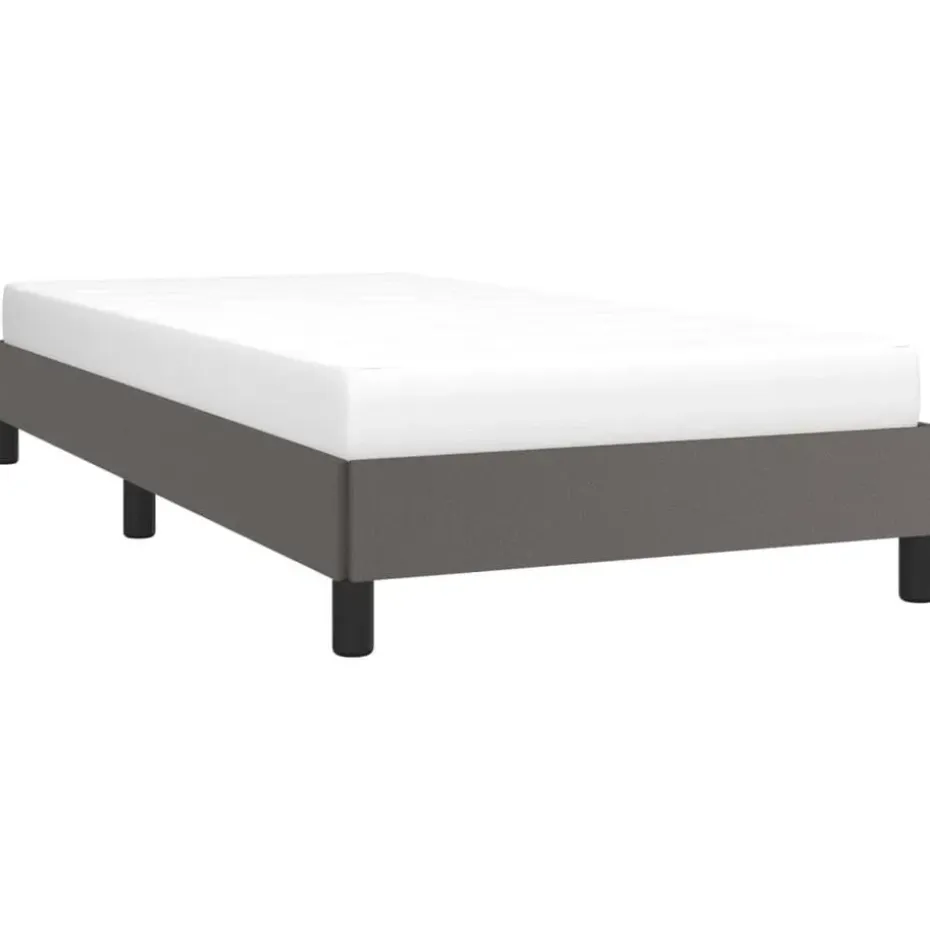 vidaXL - Eenpersoonsbed frame met lattenbodem - Grijs - Kunstleer - 80x200 cm