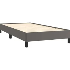 vidaXL - Eenpersoonsbed frame met lattenbodem - Grijs - Kunstleer - 80x200 cm