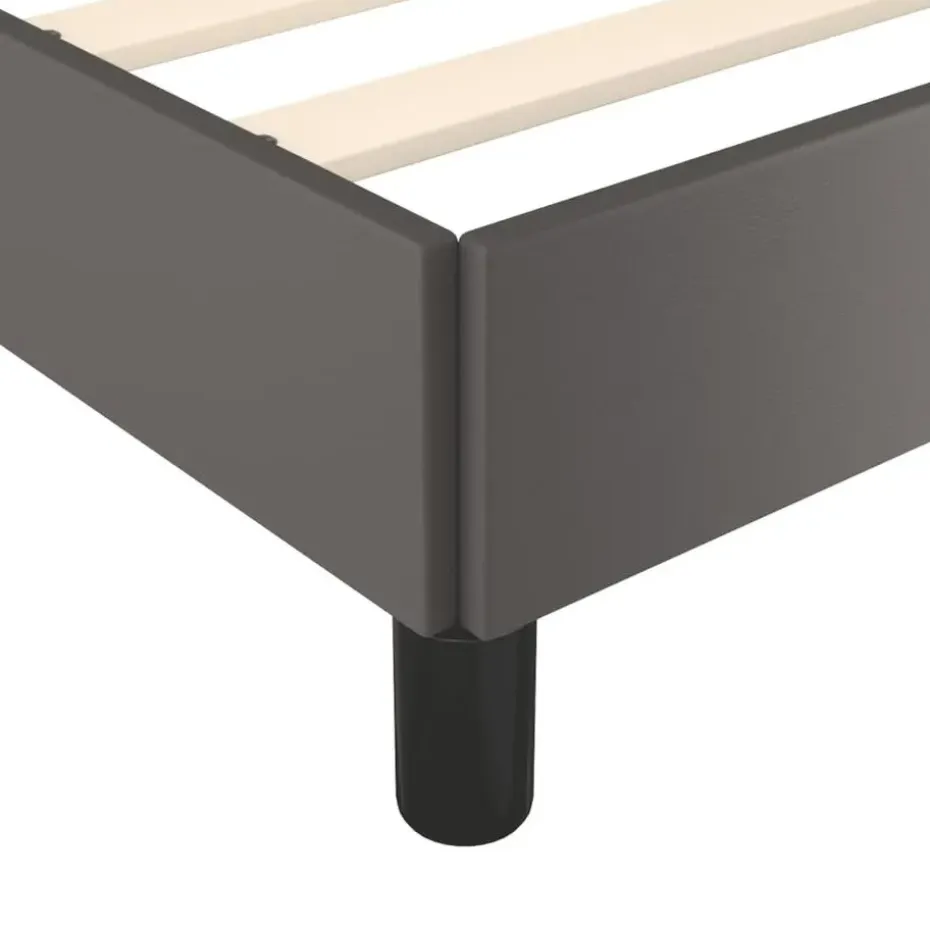 vidaXL - Eenpersoonsbed frame met lattenbodem - Grijs - Kunstleer - 80x200 cm