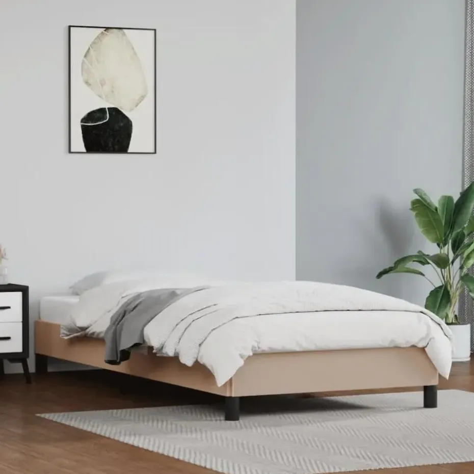 vidaXL - Eenpersoonsbed frame - Cappuccinokleurig - Kunstleer - 90x190 cm