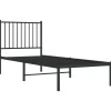 vidaXL - Eenpersoonsbed met hoofdbord - Zwart - Metaal - 80x200 cm