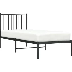vidaXL - Eenpersoonsbed met hoofdbord - Zwart - Metaal - 80x200 cm