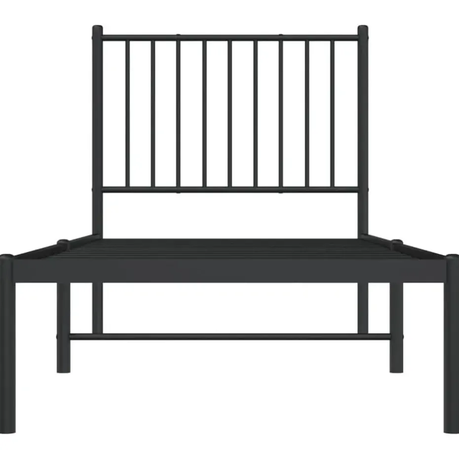 vidaXL - Eenpersoonsbed met hoofdbord - Zwart - Metaal - 80x200 cm