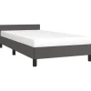 vidaXL - Eenpersoonsbed met hoofdeinde zonder matras - Grijs - 90x200 cm