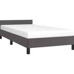 vidaXL - Eenpersoonsbed met hoofdeinde zonder matras - Grijs - 90x200 cm