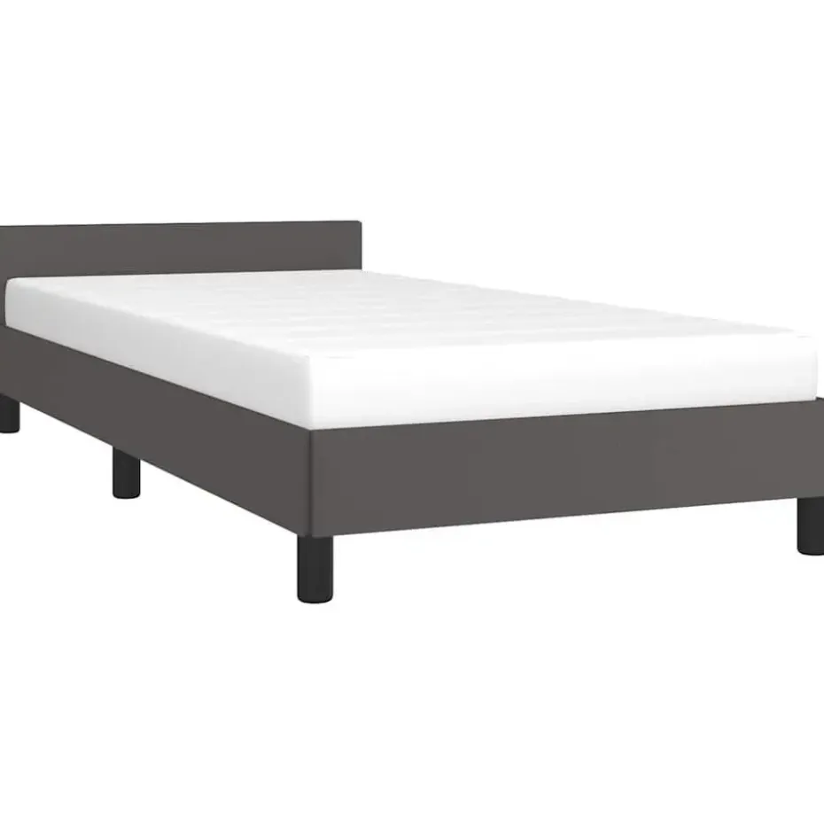 vidaXL - Eenpersoonsbed met hoofdeinde zonder matras - Grijs - 90x200 cm