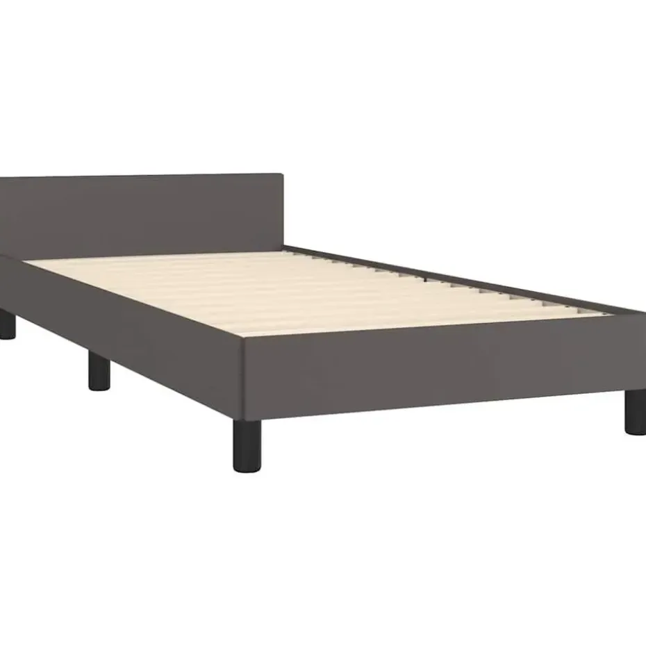vidaXL - Eenpersoonsbed met hoofdeinde zonder matras - Grijs - 90x200 cm