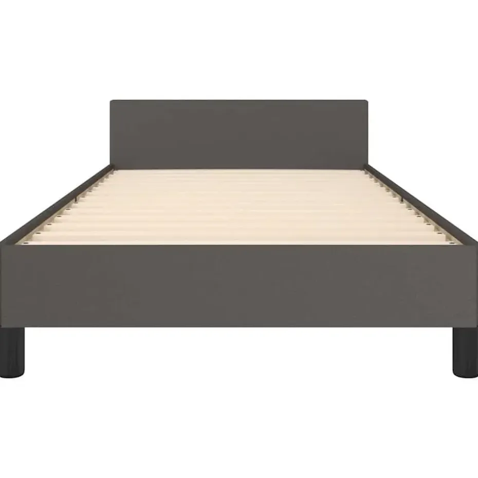 vidaXL - Eenpersoonsbed met hoofdeinde zonder matras - Grijs - 90x200 cm
