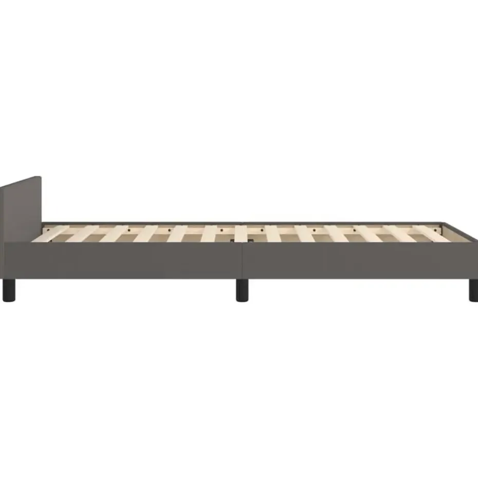 vidaXL - Eenpersoonsbed met hoofdeinde zonder matras - Grijs - 90x200 cm