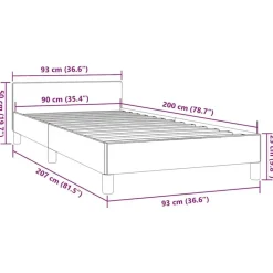 vidaXL - Eenpersoonsbed met hoofdeinde zonder matras - Grijs - 90x200 cm