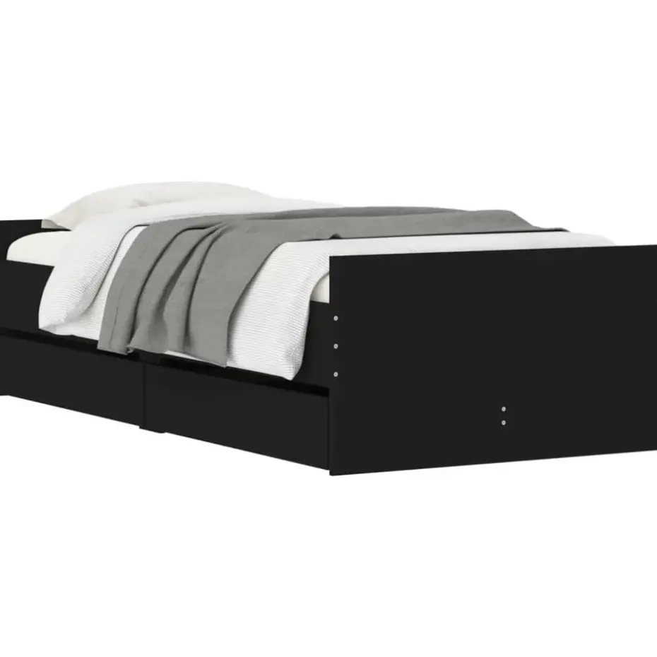 vidaXL - Eenpersoonsbed met lades - Zwart - 90x200 cm