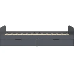 vidaXL - Eenpersoonsbed met lades - Donkergrijs - Massief grenenhout - 90x200 cm