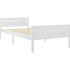 vidaXL - Eenpersoonsbed met hoofdbord - Wit - Massief grenenhout - 90x200 cm