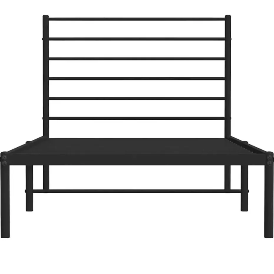 vidaXL - Eenspersoonsbed met hoofdbord - Zwart - Metaal - 80x200 cm