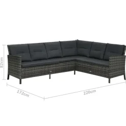 vidaXL - Eethoek - Grijs - Poly rattan